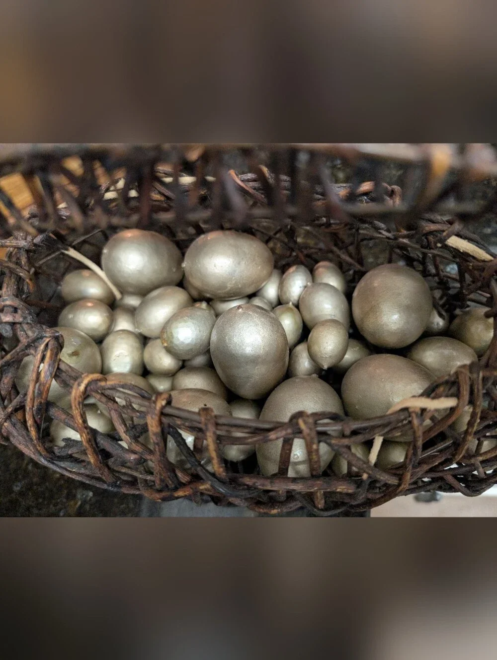 Pier 1 Imports grapevine Easter bunny basket featuring a woven vine construction
